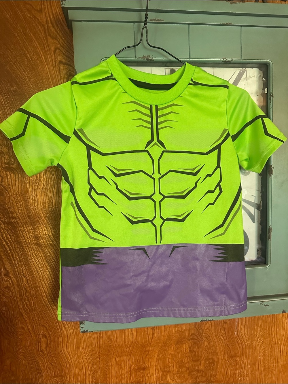 Avenger Bright Green & Purple Kids Superhero Muscle Tee